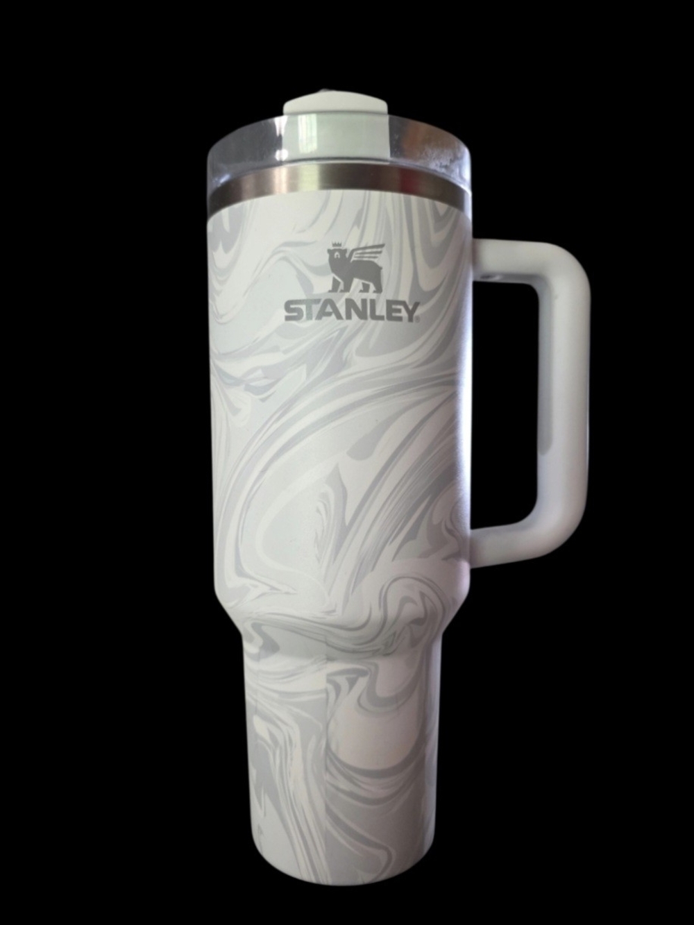 💦 Stanley White Marble Pattern Stainless Travel Mug with Handle